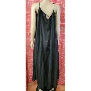 Star Mela ~ maxi black beach dress semi sheer in size L Embroidered & Tassels #H